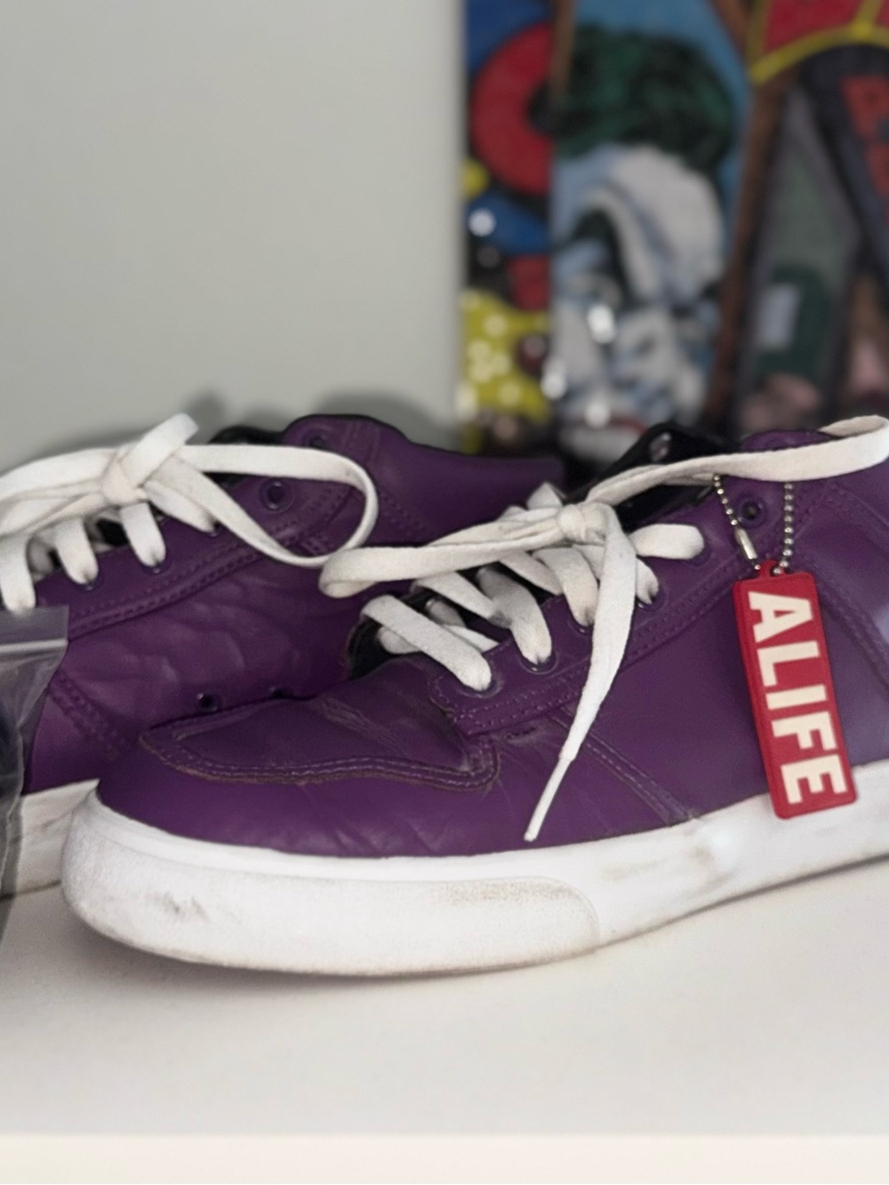 ALIFE Purple and White Low-Top Sneakers